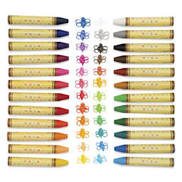 Ooly Brilliant Bee Crayons - 24 crayons horizontally with tiny drawn bees showing color