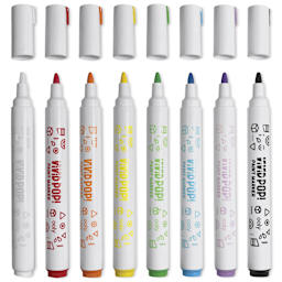 Ooly Vivid Pop! Water-Based Paint Marker Set - Primary, Set of 8, caps off