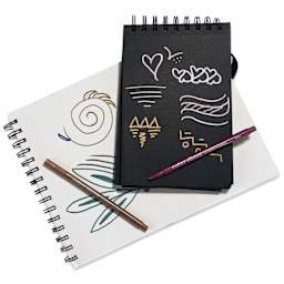 Ooly Color Sheen Metallic Markers - Set of 12, used on black and white paper