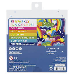 Ooly Rainbow Sparkle Glitter Marker Set - Assorted, Set of 15, back of package