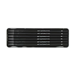 Woodless Graphite Pencil Art Tin Set 6 Pencils (2 each of 2B, 4B and 6B) - Peggable