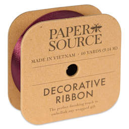 Paper Source Satin Ribbon - Raisin, 1" x 10 yds, side of package