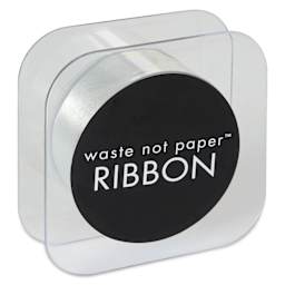 Paper Source Satin Ribbon - Silver, 1" x 10 yds, side of package