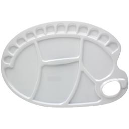 17-Well Palette with Thumb Hole White Plastic , 12 Color Wells - Peggable