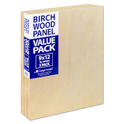 Ampersand Birch Wood Panels, 9 in x 12 in, 3/Pkg.
