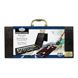 Artist Acrylic Color Supplies in a Hard Wood Paint Box