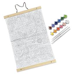 Ooly Paintology Paint-By-Number Canvas Kit - Blue Birds, kit contents