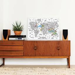 Omy Atlas Giant Coloring Poster (poster displayed on table)