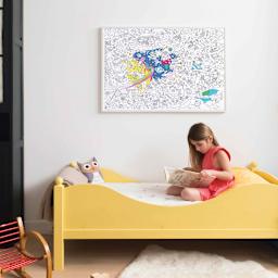 Omy Cosmos Giant Coloring Poster (displayed on bedroom wall)