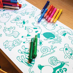 Omy Stick-It Adhesive Animals Coloring Roll (animal roll with assorted markers)