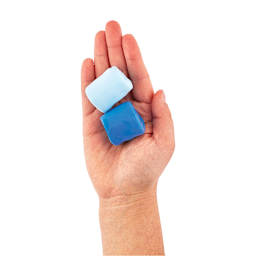 Ooly Creatibles Air Dry Clay Kit, two pieces of blue clay in hand