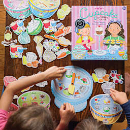 Eeboo Cupcake Spinner Game, children playing game