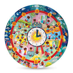 Eeboo Around the Clock 25 Piece Puzzle, completed puzzle