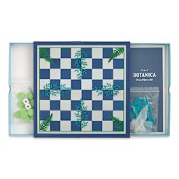 Galison Botanica 2 in 1 Travel Game Set (Checkerboard with open drawers)