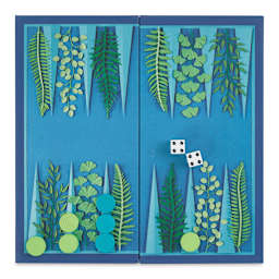 Galison Botanica 2 in 1 Travel Game Set (Backgammon board with game pieces)
