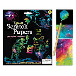 Eeboo Scratch Paper - Space (Paper shown in and out of packaging)