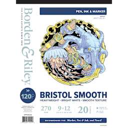 Borden & Riley #120P Bristol Plate Pad, 20 Sheets, 9 in x 12 in
