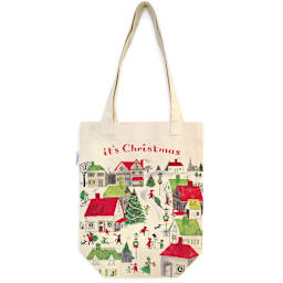 Seasonal Vintage Inspired Tote Bag Christmas Village