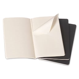 Moleskine Cahier Journals - Black, Ruled, Pkg of 3, 5½'' × 3½'' (Showing perforated sheets)
