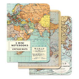 Cavallini Vintage Maps Mini Notebooks, Package of 3