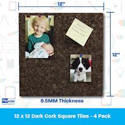 Cork Tiles 12" x 12"   3/8" Thick, 4/Pkg.