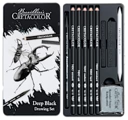 Deep Black Drawing 10-Piece Set 10-Piece Tin Box Set