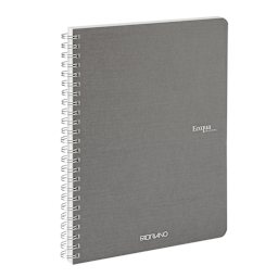 Fabriano Ecoqua Original Spiral-Bound Notebook, 5.8 in x 8.3 in, A5, Lined, 40 Sheets, Grey