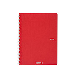 Fabriano Ecoqua Original Spiral-Bound Notebook, 8.3 in x 11.7 in, A4, Lined, 70 Sheets, Red
