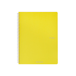 Fabriano Ecoqua Original Spiral-Bound Notebook, 8.3 in x 11.7 in, A4, Lined, 70 Sheets, Yellow