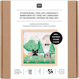 Cross Stitch Kits Pixel Art Landscape Kit - 11 x 11 cm (4.3" x 4.3")