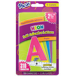 Self-Adhesive Letter Set with Guide - Front of package of Neon Letters