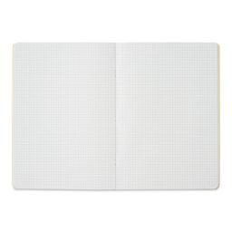 Fabriano EcoQua Staplebound Notebook - Yellow, 11.7" x 8.3", Graph (open to show paper)