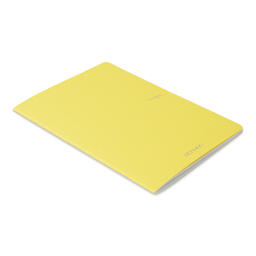 Fabriano EcoQua Staplebound Notebook - Yellow, 11.7" x 8.3", Graph (side view)