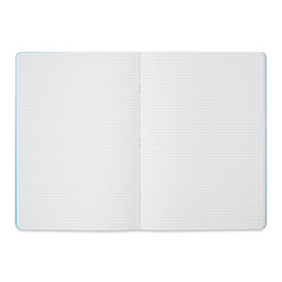 Fabriano EcoQua Staplebound Notebook - Turquoise, 11.7" x 8.3", Graph (open to show paper)