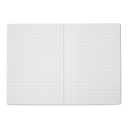 Fabriano EcoQua Staplebound Notebook - Lime, 11.7" x 8.3", Graph (open to show paper)