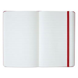 Moleskine Classic Hardcover Notebook - Scarlet Red, Ruled, 8-1/4" x 5" (open to show paper)