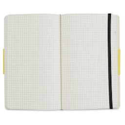 Moleskine Classic Soft Cover Notebook - Black, Gridded, 8-1/4" x 5" (notebook open)