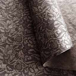 LAMALI Decorative Lokta Paper, 20 in x 30 in, Frida, Cashew, Slate Silkscreen