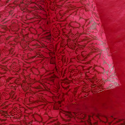 LAMALI Decorative Lokta Paper, 20 in x 30 in, Frida, Fuchsia, Burgundy Silkscreen