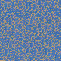 LAMALI Decorative Lokta Paper, 20 in x 30 in, Flowers, Blue, Cream Silkscreen