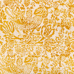 LAMALI Decorative Lokta Paper, 20 in x 30 in, Thrush & Strawberries, White, Yellow Silkscreen