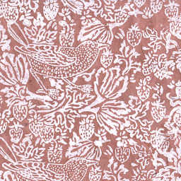 LAMALI Decorative Lokta Paper, 20 in x 30 in, Thrush & Strawberries, Sienna, White Silkscreen