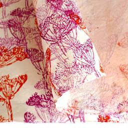 LAMALI Decorative Lokta Paper, 20 in x 30 in, Anise Flowers, Violet, 3-Color Woodblock