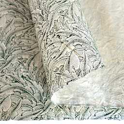 LAMALI Decorative Lokta Paper, 20 in x 30 in, Greenery Small, White, Lichen Silkscreen