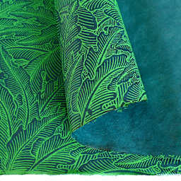 LAMALI Decorative Lokta Paper, 20 in x 30 in, Greenery Medium, Teal, Electric Green Silkscreen