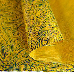 LAMALI Decorative Lokta Paper, 20 in x 30 in, Greenery Medium, Yellow, Slate Silkscreen