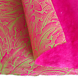 LAMALI Decorative Lokta Paper, 20 in x 30 in, Greenery Medium, Fuchsia, Electric Green Silkscreen