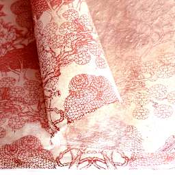 LAMALI Decorative Lokta Paper, 20 in x 30 in, Kongpo, Cream, Peach Silkscreen