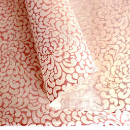 LAMALI Decorative Lokta Paper, 20 in x 30 in, Kikou, White, Peach Silkscreen