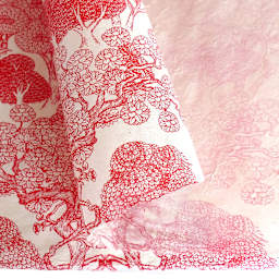 LAMALI Decorative Lokta Paper, 20 in x 30 in, Kongpo, White, Red Silkscreen